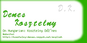 denes kosztelny business card